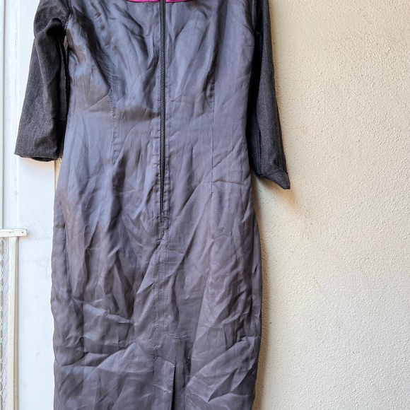 Liz Claiborne grey pinstripe dress size 8 1/2 sleeve - Picture 5 of 9